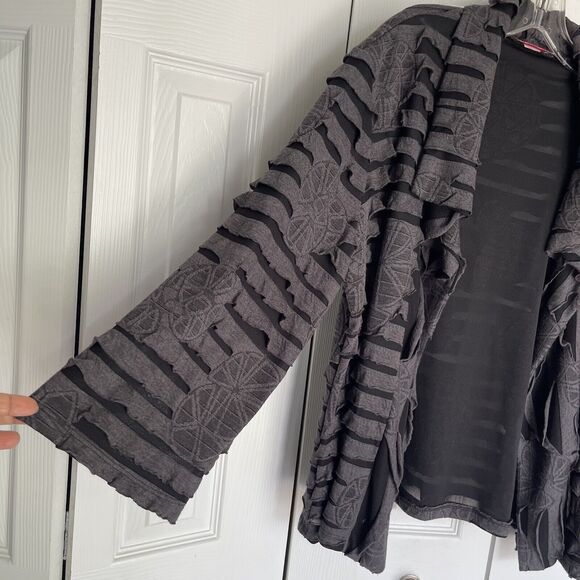 Women Sweater Draped Cardigan Large Gray Long Sleeve - Picture 13 of 16